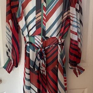 New York & Company Multicolor Striped Long Sleeve Dress